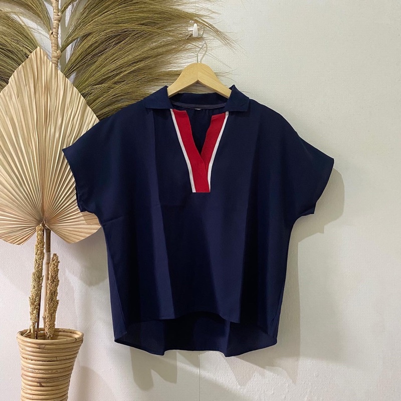 Thrift Kemeja Blouse Atasan Wanita Motif Polos Vintage - Batch 37 (B2-153 s/d B2-192)-B2-169