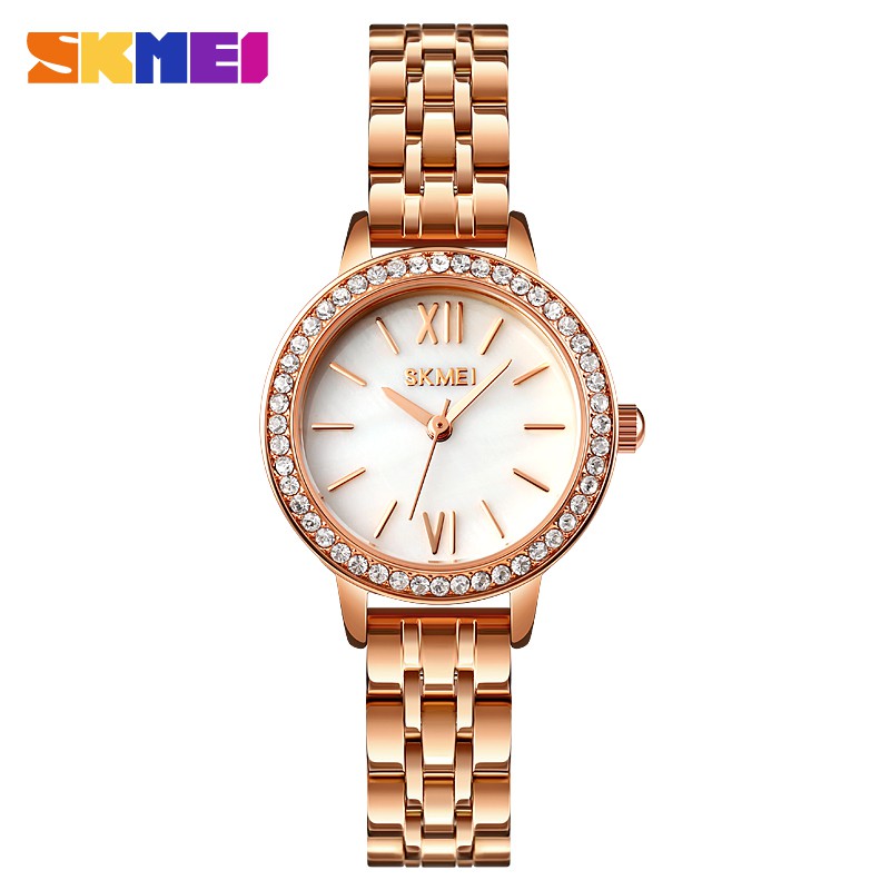 Jam Tangan Wanita SKMEI 1711 Stainless Steel Women's Watches Ladies Quartz Clock Anti Air