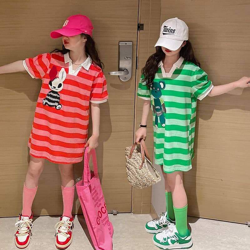 Dress Anak Perempuan Casual Stripe Animal