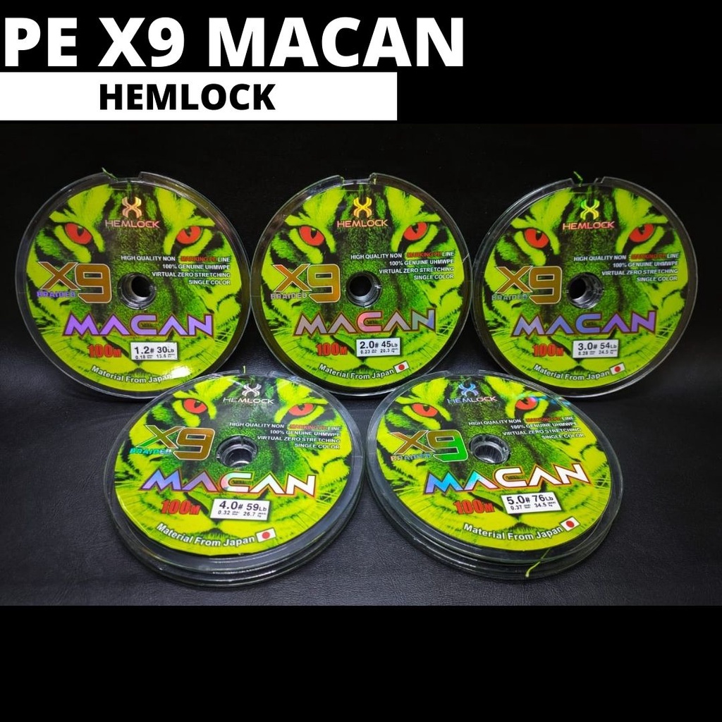 SENAR PANCING PE X9 MACAN Original HEMLOCK single COLOUR