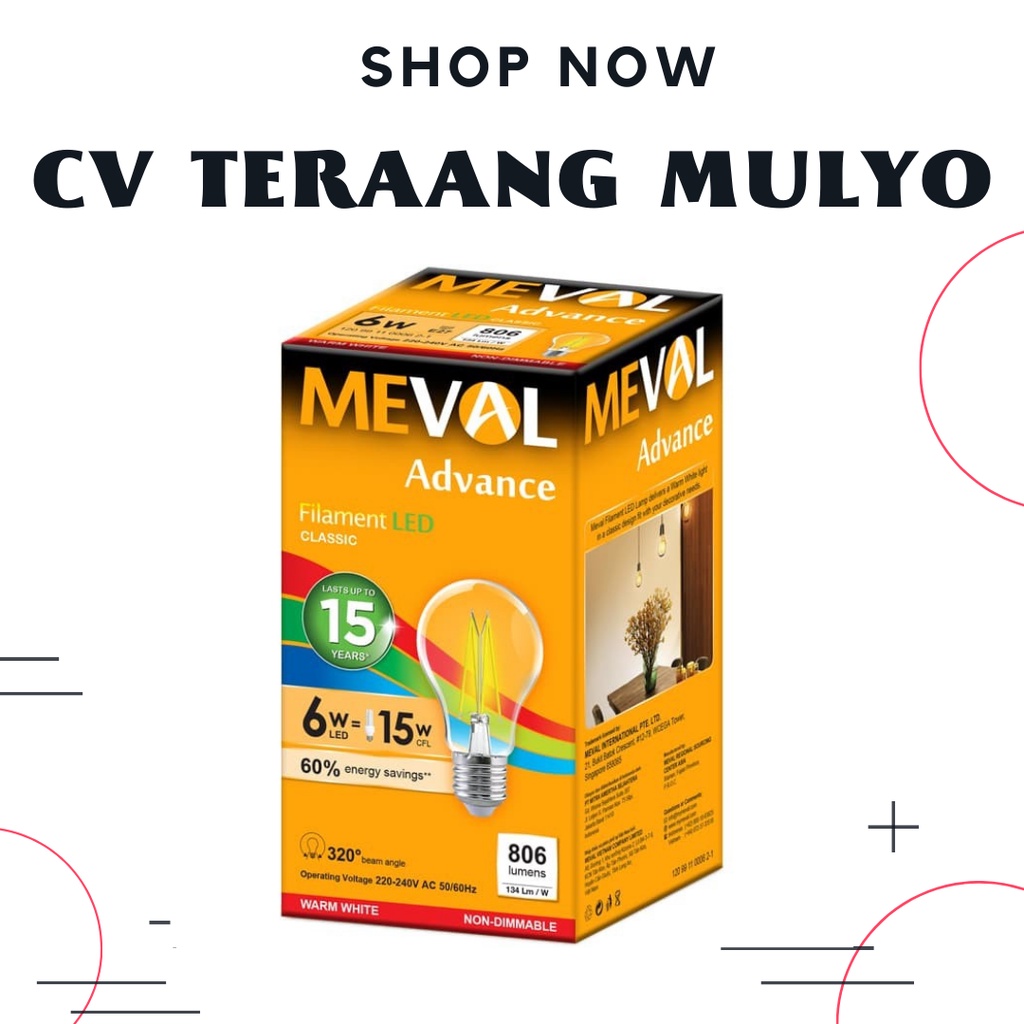 LAMPU CAFE / LAMPU FILAMENT 6WATT WW / KUNING - MEVAL