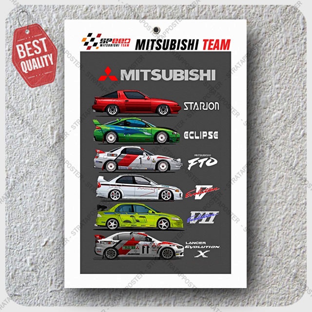 Poster Mobil Balap Klasik Mitsubishi Hiasan Pajangan dinding Otomotif 203092STA