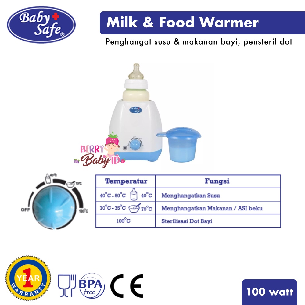 Baby Safe Milk &amp; Food Warmer Penghangat Susu Makanan Bayi &amp; Sterilizer BBS057 Berry Mart