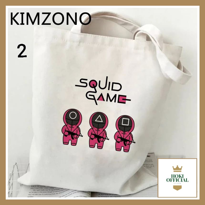 Tas Belanja Game Cumi-cumi Korea Kapasitas Besar Tas Hip Hop Antik Kartun Harajuku Tas Kanvas Tas Bahu Wanita Lucu