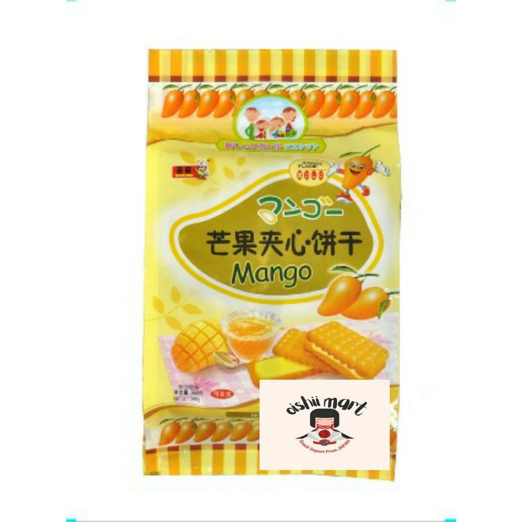 Bairong Mango Flavor Cream Sandwich Biscuit / biskuit / biskuit import / biskuit taiwan  / snack imp