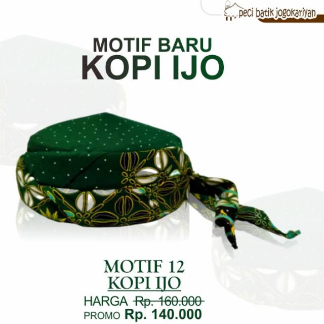 Peci Batik Jogokariyan Motif Kopiyah Kopi Ijo Kopiah Muhammadiyah Songkok Udeng Kain Batik Cod