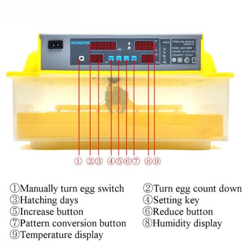 Mesin Tetas Penetas Telur Otomatis 56 Telur Ayam Burung Bebek / Inkubator Telur