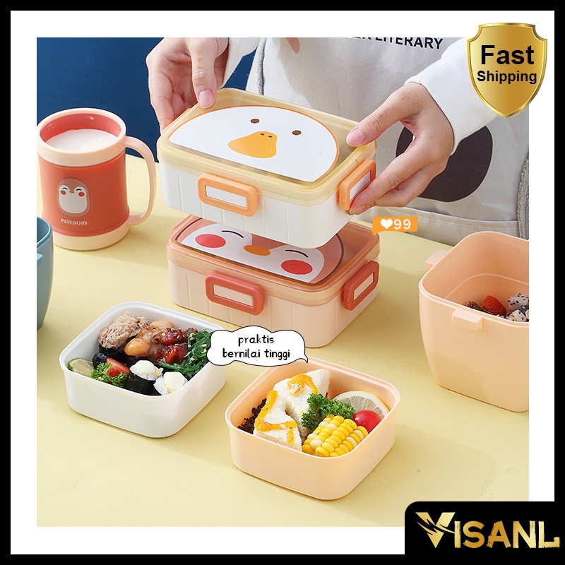 Sendok Tempat Makan Kotak Bekal Tempat Makan Jerami Lunch Box Set Gandum  ️Karakter Kartun Kotak Bento