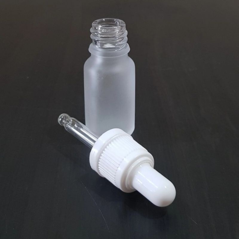 botol kaca pipet 10ml frosted doff bening - ring segel putih