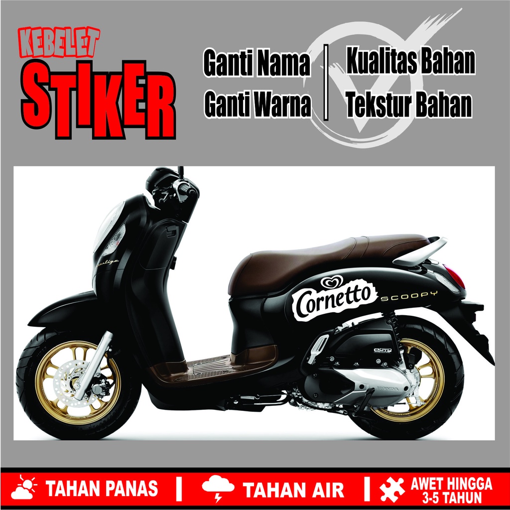 Stiker motor, stiker kekinian, stiker keren, stiker cornetto scoopy, cutting stiker