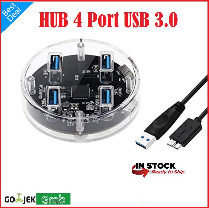 NYK USB HUB 3.0 4 port Super Speed USB 3.0 Transparant Bulat