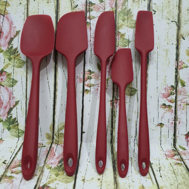 premium silicone spatula set 5pcs /alat Masak spatula lancip tebal