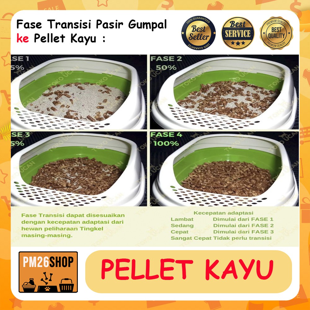 Wood Pellet Wood Pelet Kayu Alas Kandang Hewan Kucing Hamter 1 Kg