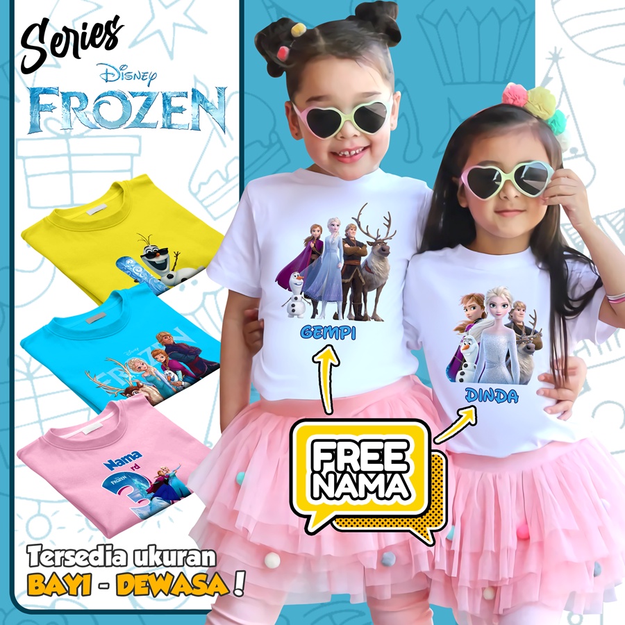 Baju Kaos ANAK DAN DEWASA FROZEN COUPLE (FREE NAMA)