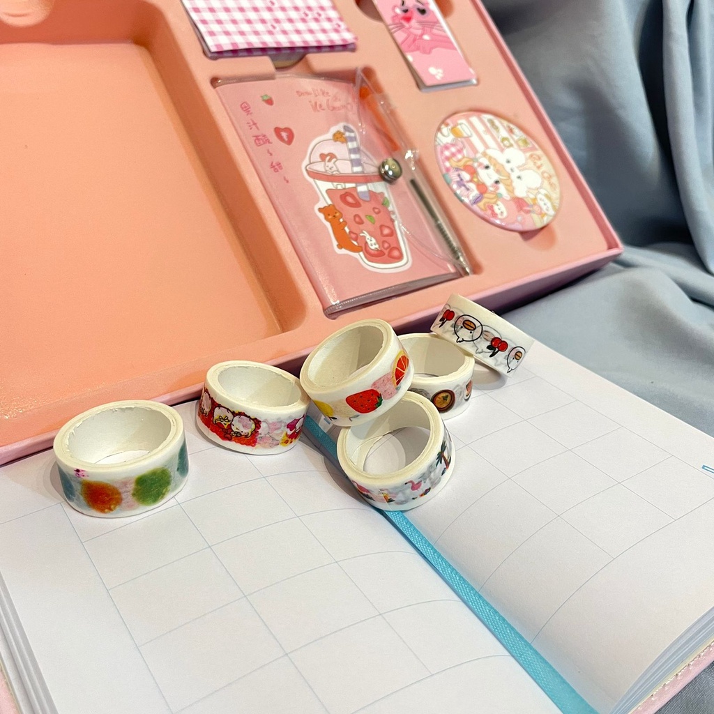 

Jurnal set alat tulis 6 in 1 boba - PASTEL BLUE PINK RANDOM - diary diari journal isi set alat tulis buku memo notes notepad solatip label pen stiker lucu unik alat tulis hadiah sovenir kado kerja sekolah kantor