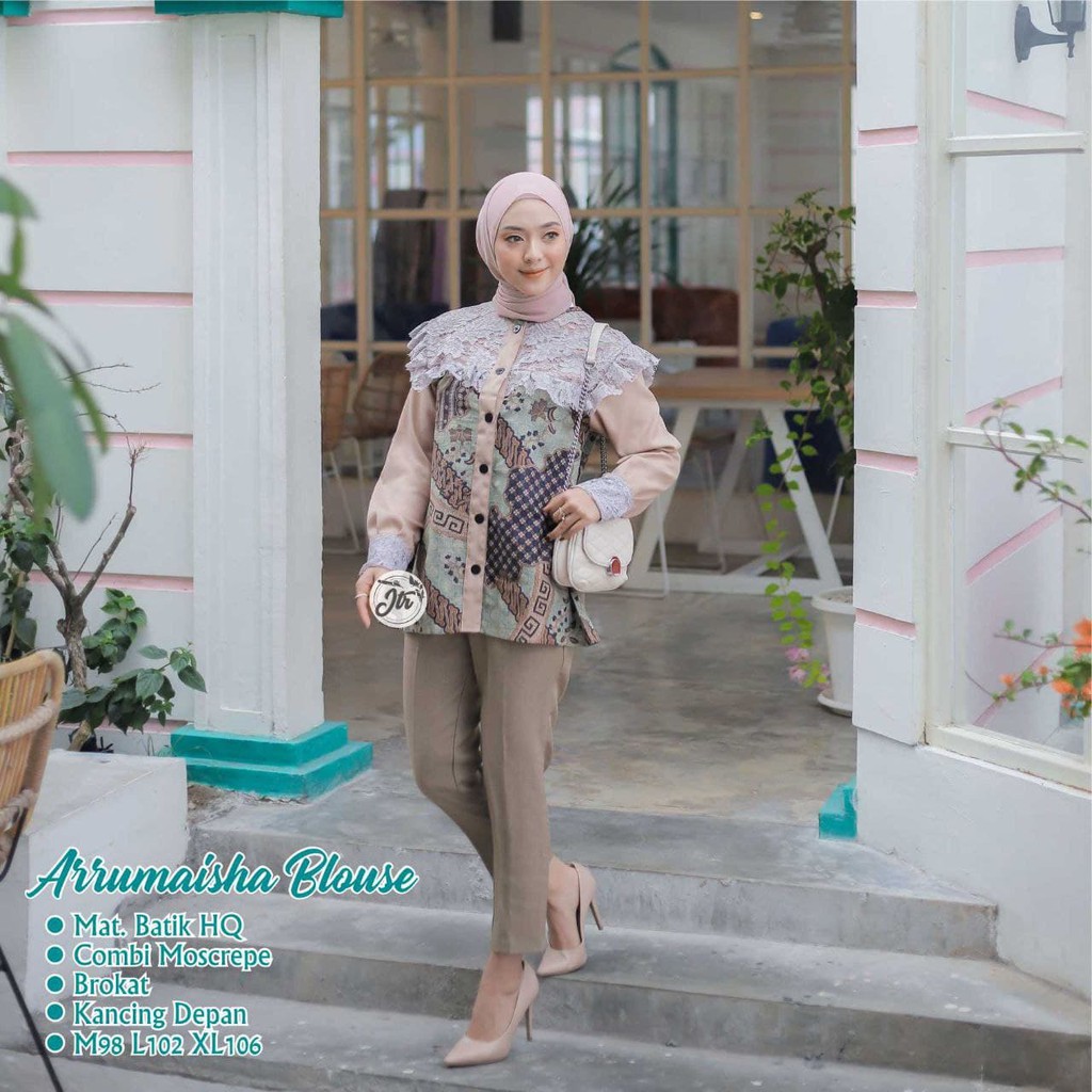 Blouse Batik Busui Motif Unik Cantik Premium Elegan Formal Baju Kerja Kantor Seragam Karyawan Sera 2