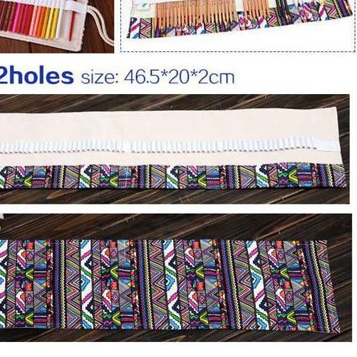 

○ Bohemian Tas Pensil Gulung Canvas 48 Slot 20 x 56cm - EN-71 ♂