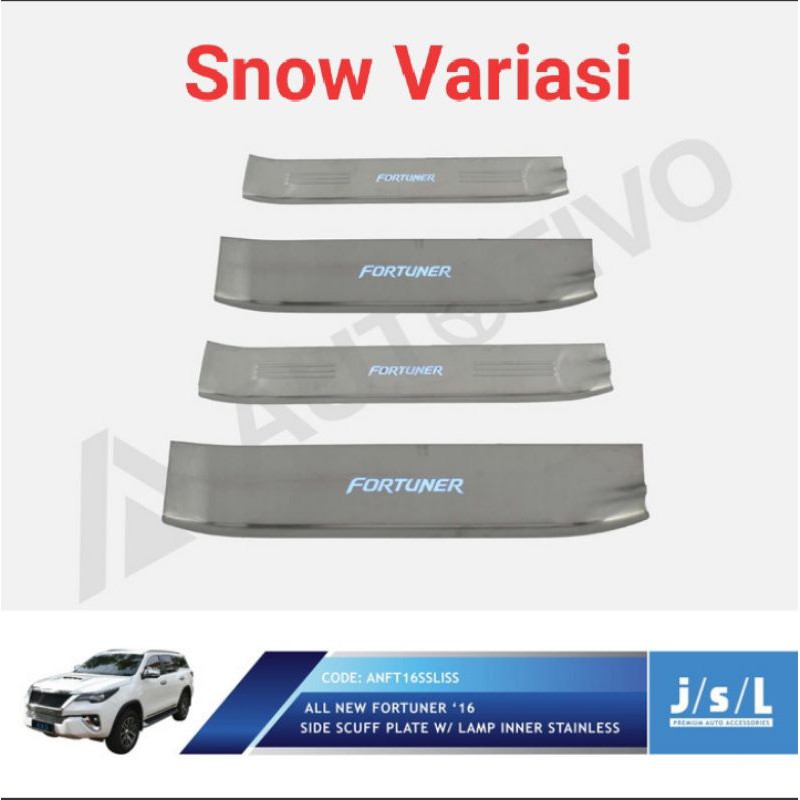 All New Fortuner sillplate samping inner stainless with lamp JSL