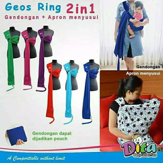 Gendongan Kaos Geos Ring/ Gendongan Bayi Instan Baby Sling/ Geos baby