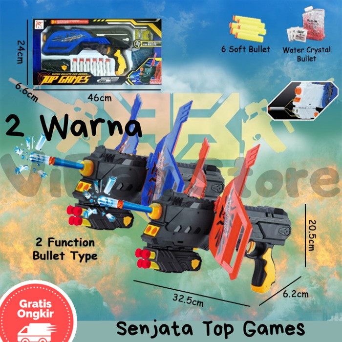 Tembakan Nerf Air Softgun 2 Mainan Pistol Nerf Peluru Soft Bullet BRO1194