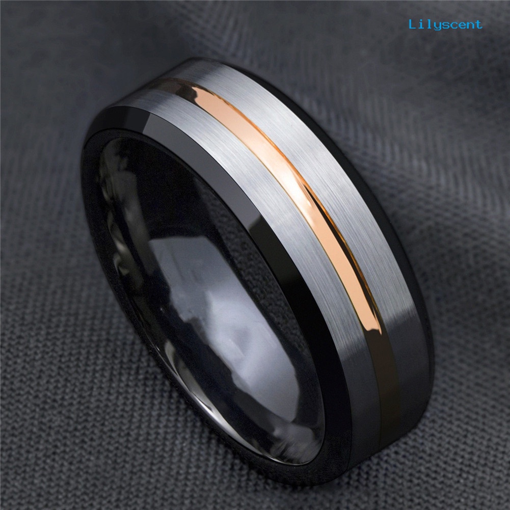 Ls Cincin Pria Bahan Titanium Steel Matte Motif Garis Untuk Pesta Pernikahan