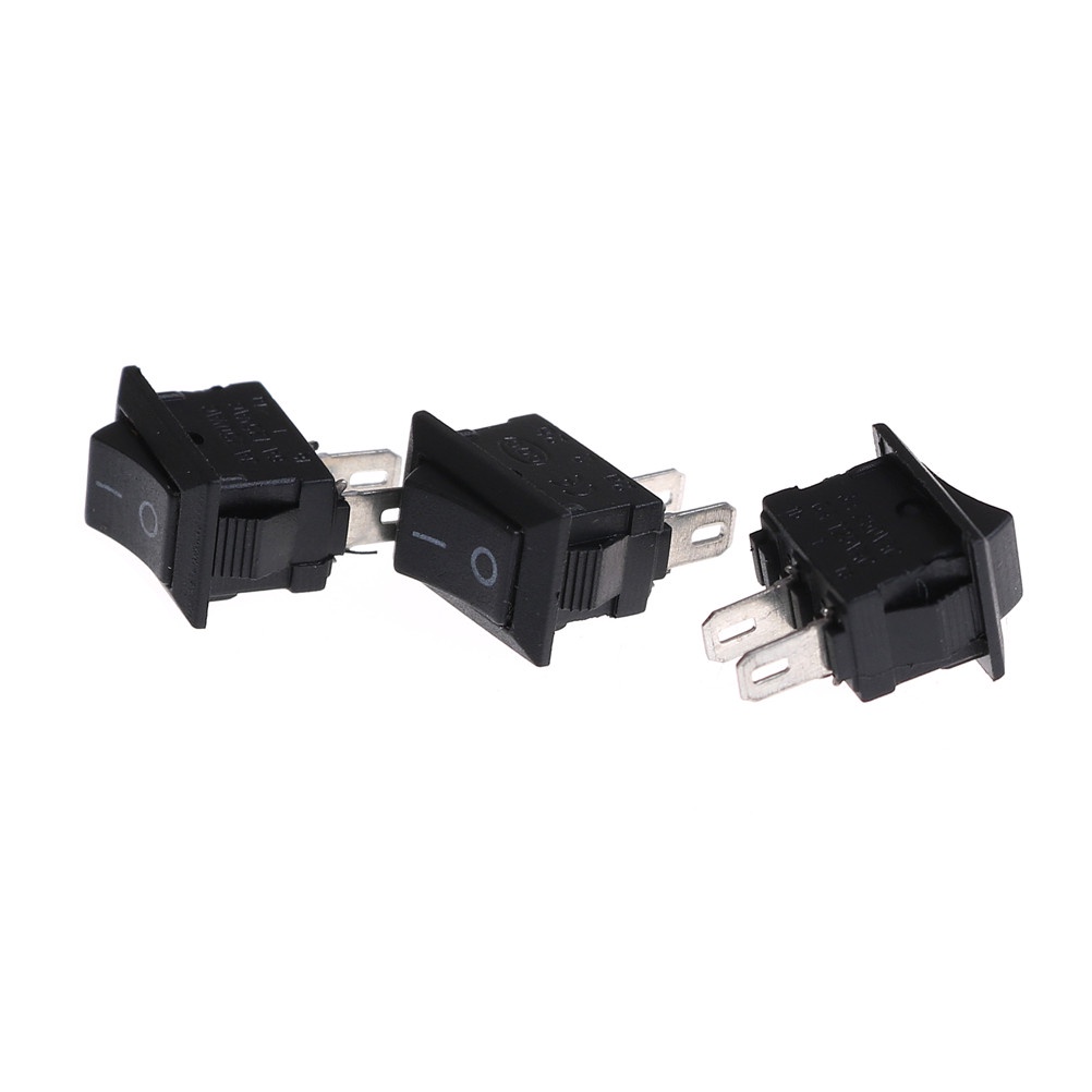 【Theredsunrisesiwy.id】10Pcs 10*15MM Small Black Rocker Switch KCD1-11 250VAC/3A 6A 125V AC 2P Switches