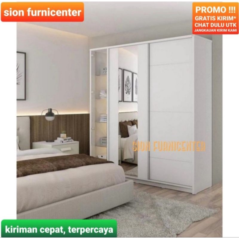 lemari pakaian sliding - lemari pakaian geser - lemari pakaian pintu sliding - lemari pakaian pintu geser - lemari baju sliding - lemari baju pintu sliding - putih - white - glossy - jumbo - informa - ikea / lemari sliding besar - informa - ikea