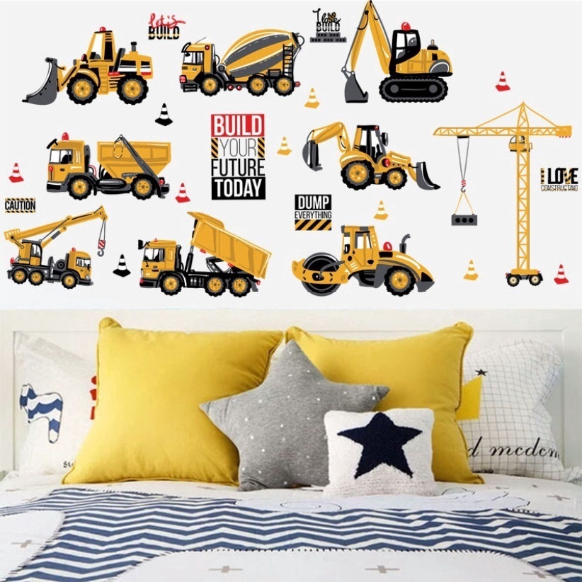 Tractor Engineering Vehicle Wall Sticker for Children's Room and Kindergarten School Dormitory Decor