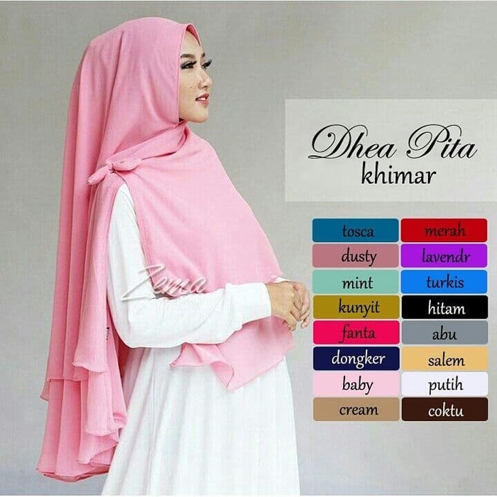 Jilbab Instan Hijab Khimar Ceruti Polos Dhea Pita 2 Layer Non Pet