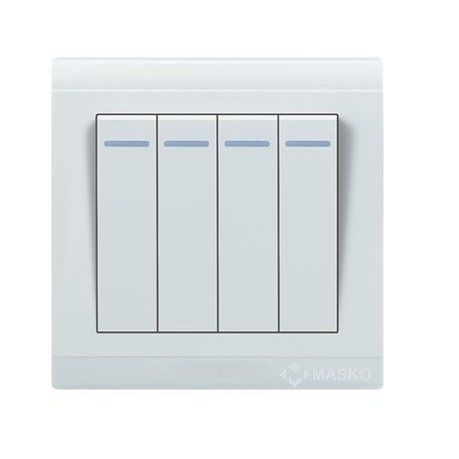 Masko Krista Saklar 4 gang K-S214 Putih Minimalis