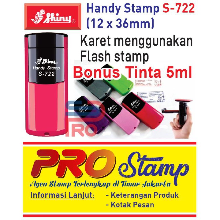 

Zyd Stempel Dokter / NIK Shiny S-722 (Handy Stamp) - Karet Flash + Tinta