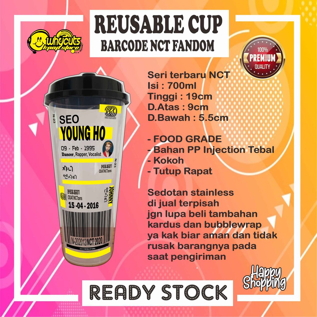 [BACA DESKRIPSI PRODUK DAHULU] REUSABLE CUP NCT BARCODE BARU (READY STOCK)