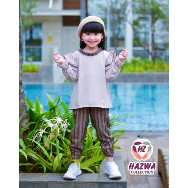 Afsheenastore Set Casual Rample Hazwa Setelan Anak Perempuan 4-10T