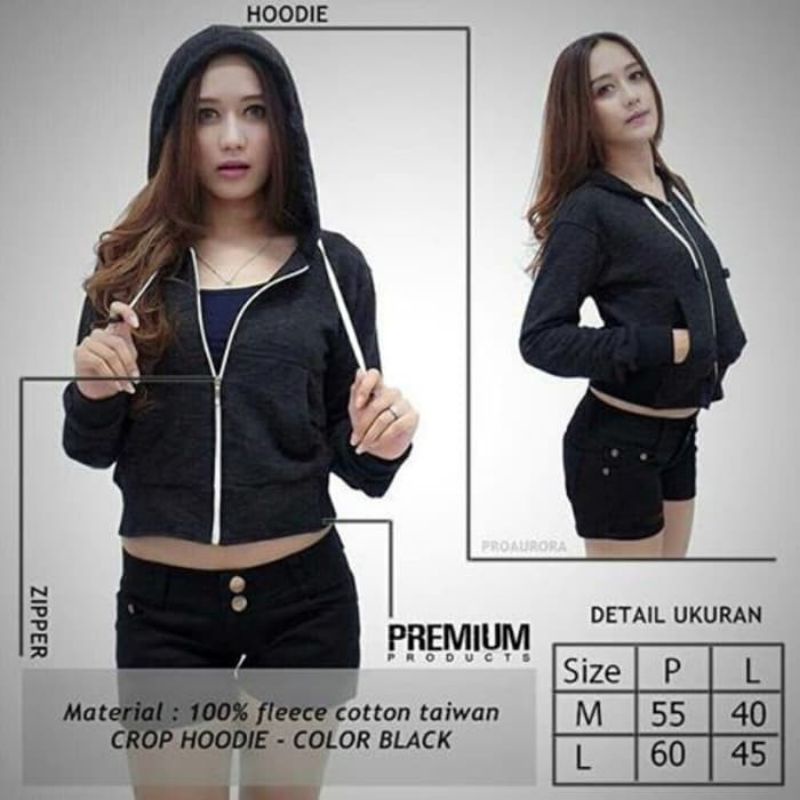 Hoodie  Crop Jacket - Hoodie Sweatshirt Crop Wanita IJO BOTOL