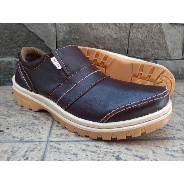 RIFLIF Sepatu casual Pria Slip On Kulit Asli Murah