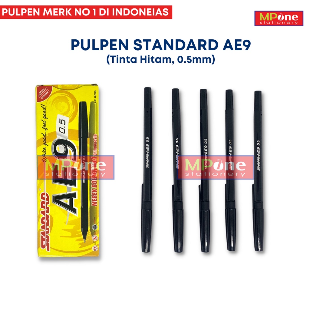

(1 pcs) Pulpen Standard AE9 0.5mm / Ballpoint Standard AE9 / Tinta Hitam/Biru