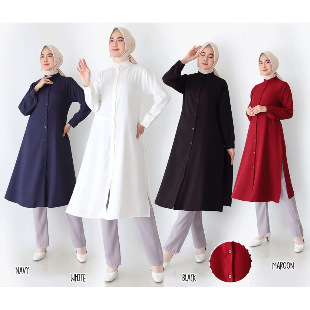 LONG TUNIK WANITA KANCING DEPAN 800 TERSEDIA SIZE M - XL