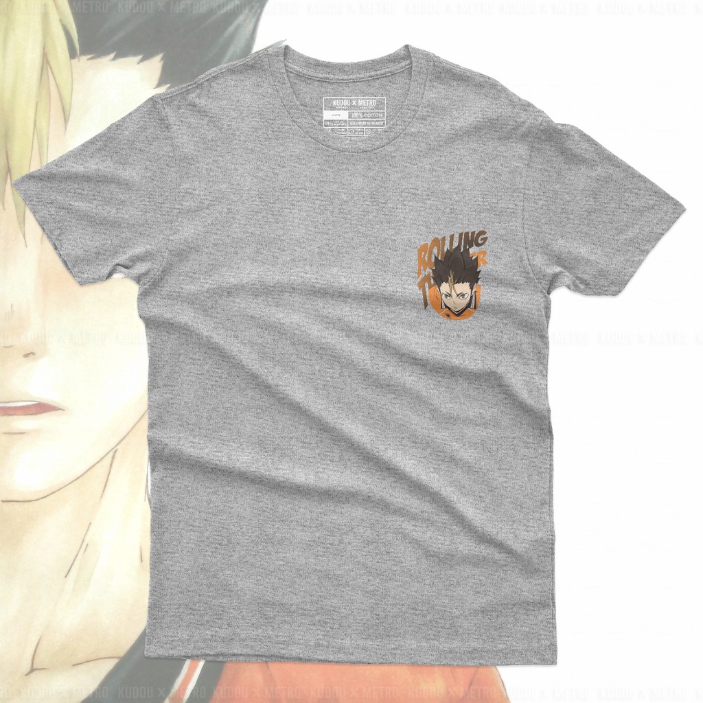 Tshirt Nishinoya Rolling Thunder Grey Anime Manga Haikyuu Premium Unisex