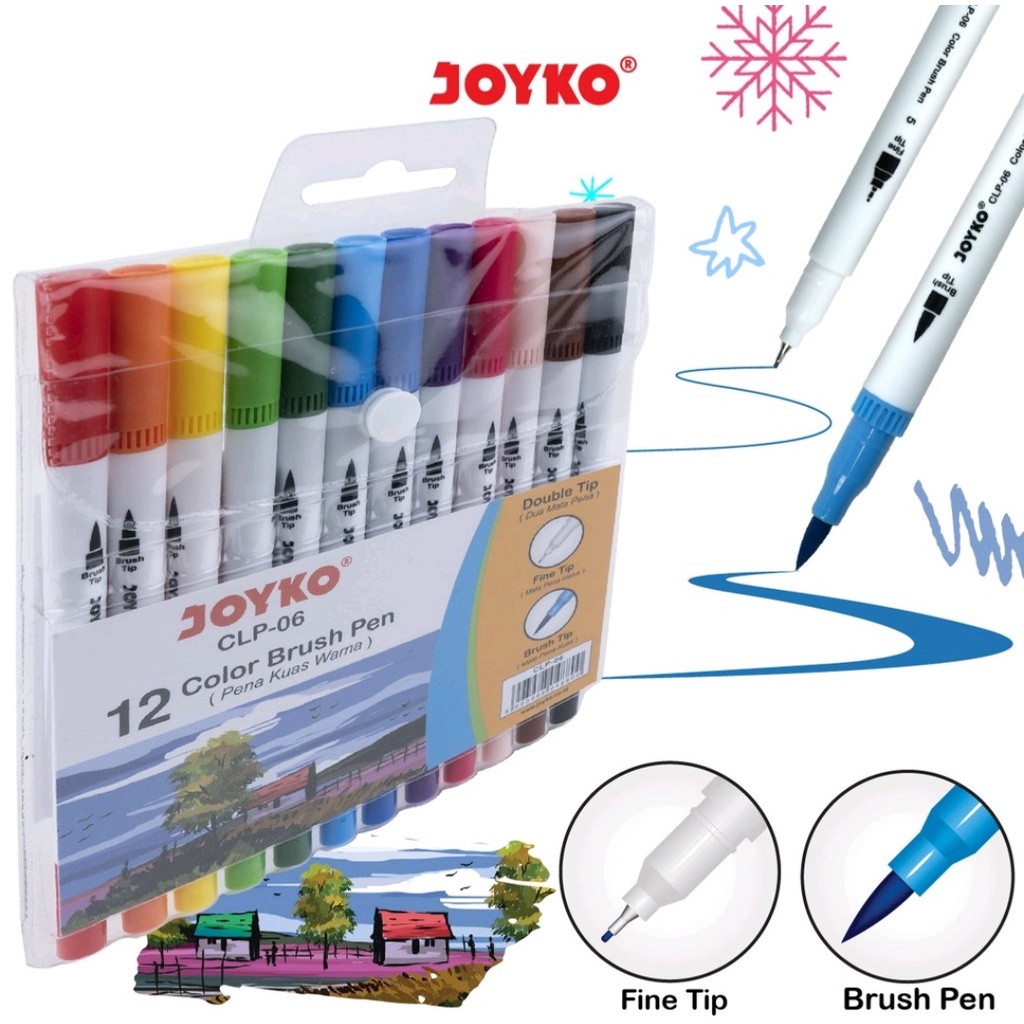 

Color Brush Pen / Pena Kuas Warna Joyko CLP-06 / 12 Warna