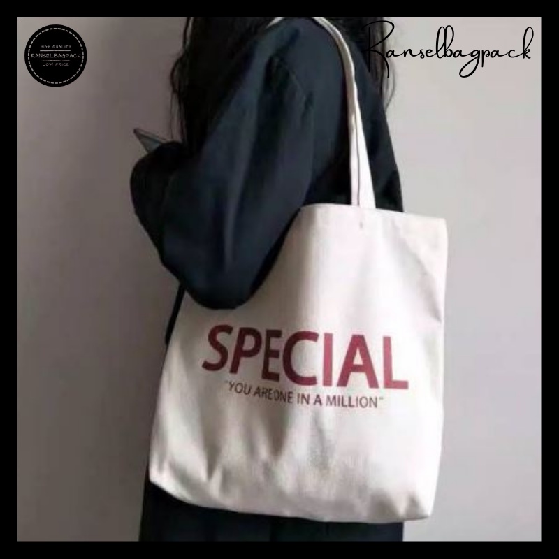 Tas Tote Bag Bahu Model Simpel Kekinian Kanvas Stylish Backpack Outdoor Travelling Terbaru Perempuan Wanita Cewek