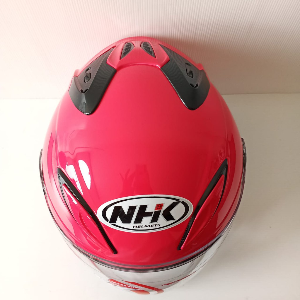 HELM HALF FACE NHK R6 NHK R-6 SOLID POLOS PINK MAGENTA