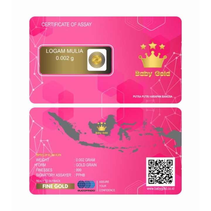 Baby Gold Emas Mini 0,002 gram Emas 24 Karat Babygold