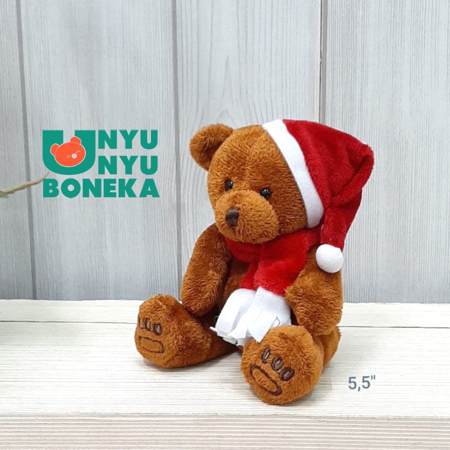 Boneka teddy Bear Natal 15cm/boneka christmas gereja souvenir kado RUSA SANTA