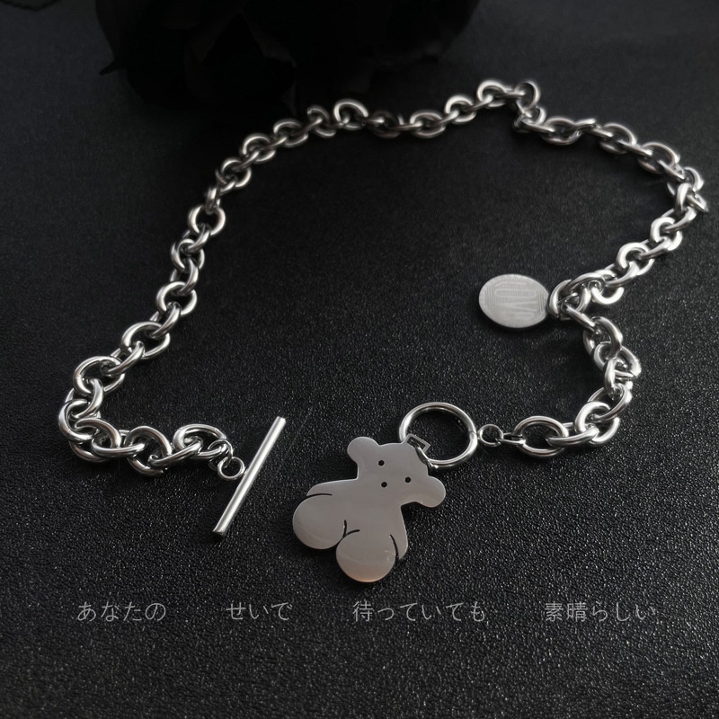 Titanium baja tidak memudar sederhana bear love kalung wanita in hip hop sweater rantai gaya Korea s