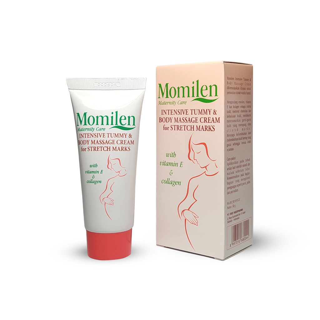 MOMILEN Stretch Mark Cream 30gr / Intensive Tummy / Penghilang Selulit / Garis Perut / Luka Perut