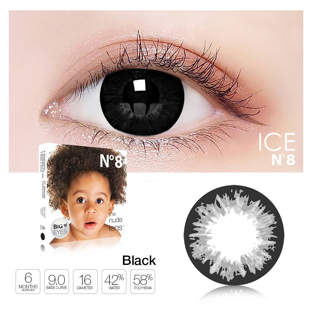 Softlens X2 Darling N8 BLACK DIA 16.00mm MINUS BLACK ( -6.50 s/d -10.00) Big Eyes 16mm/Lensa  Kontak/BS