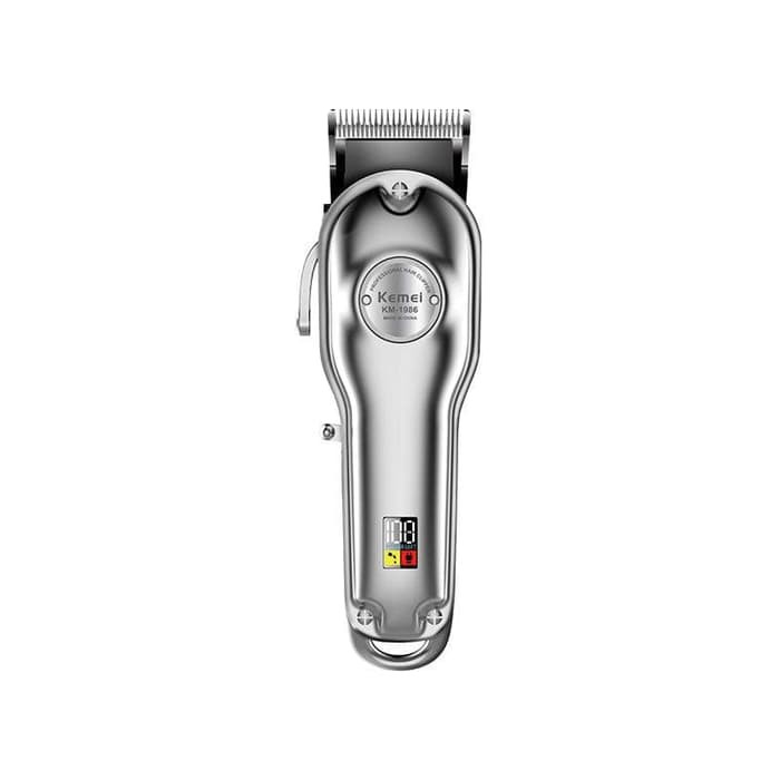 kemei km-1986 silver all metal digital LCD wireless hair clipper