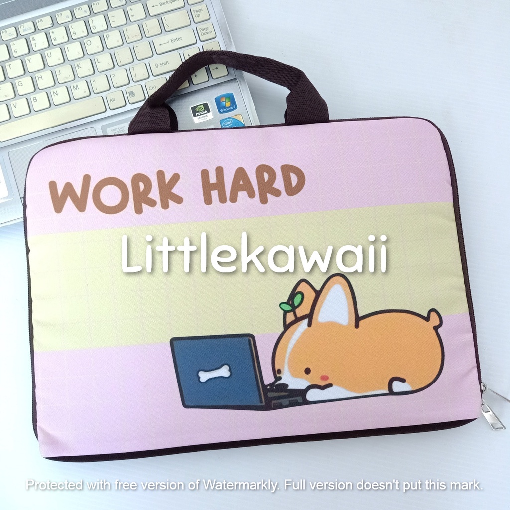 LK/Tas Laptop Cute Teen Remaja Quotes Dog Animal Motif Mix 14 Inch