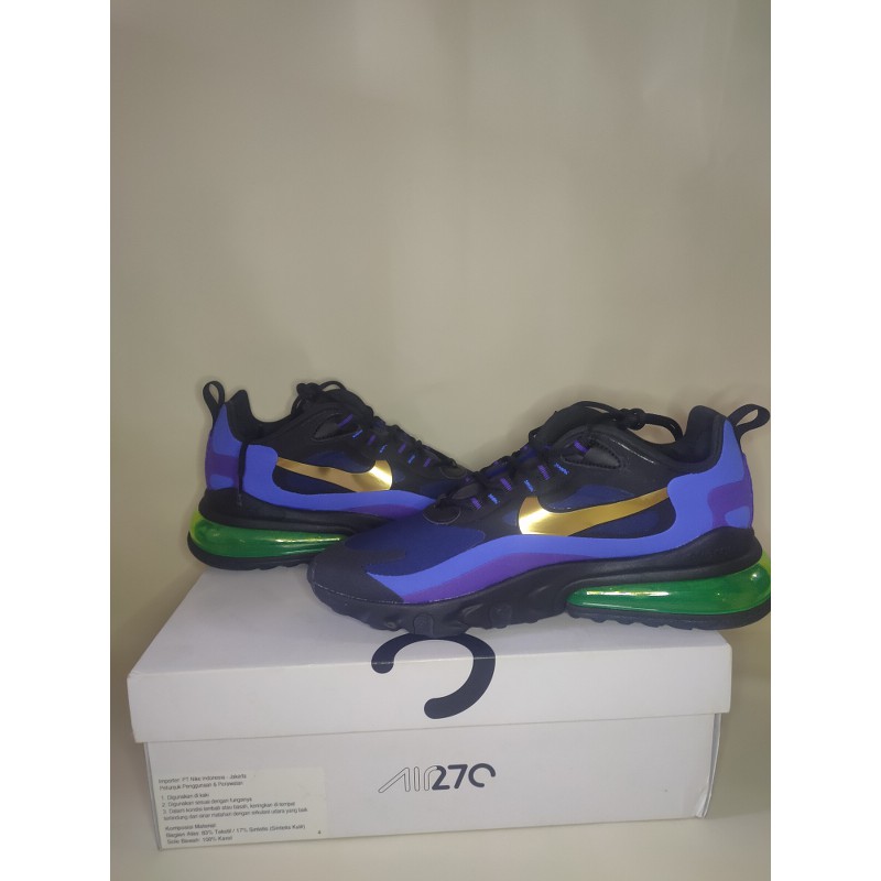 Sepatu Nike AirMax 270 React Black University Gold Deep Royal Blue Ori