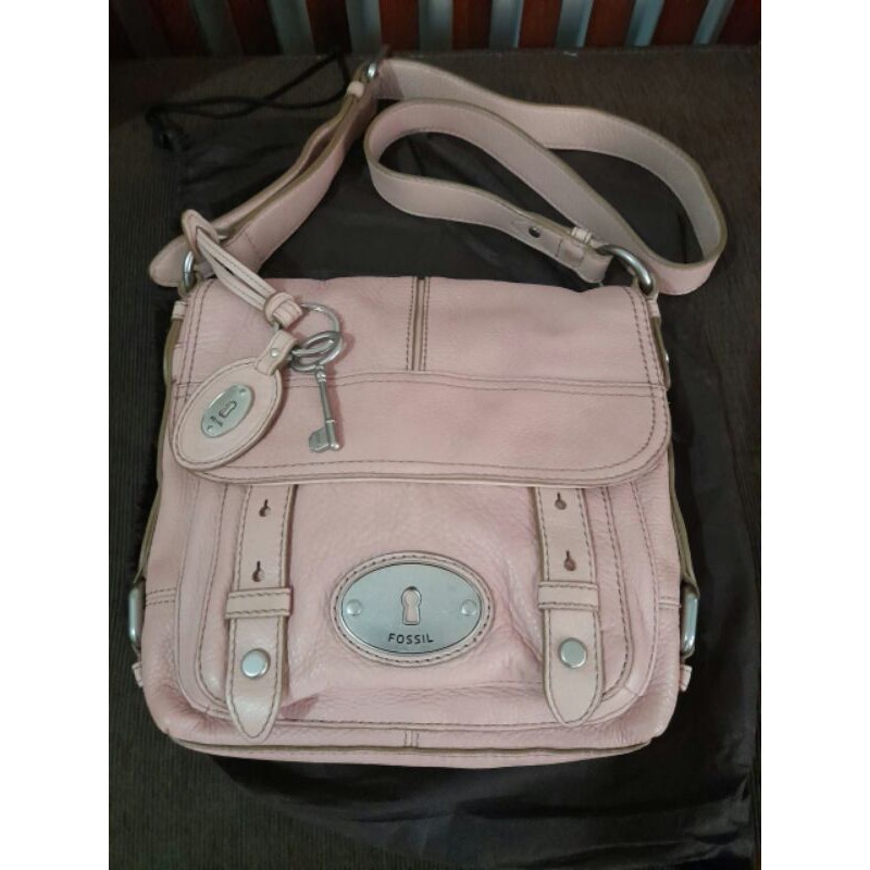 Tas fossil maddox flap organizer pink preloved